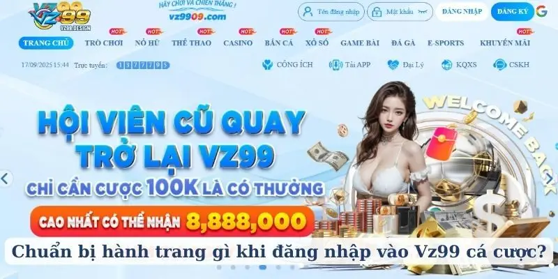 Chuẩn bị hành trang gì khi đăng nhập vào Vz99 cá cược?
