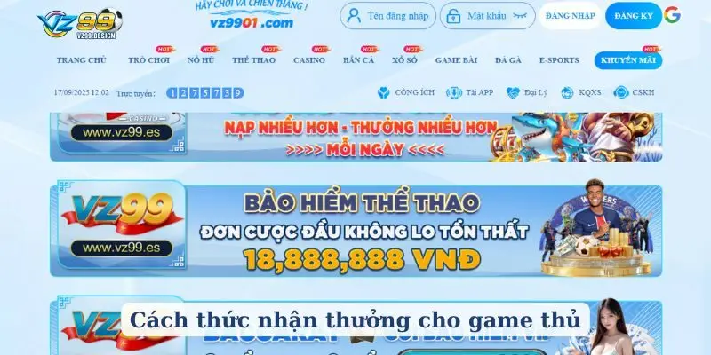 Cách thức nhận thưởng cho game thủ