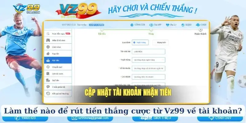Làm thế nào để rút tiền thắng cược từ Vz99 về tài khoản?